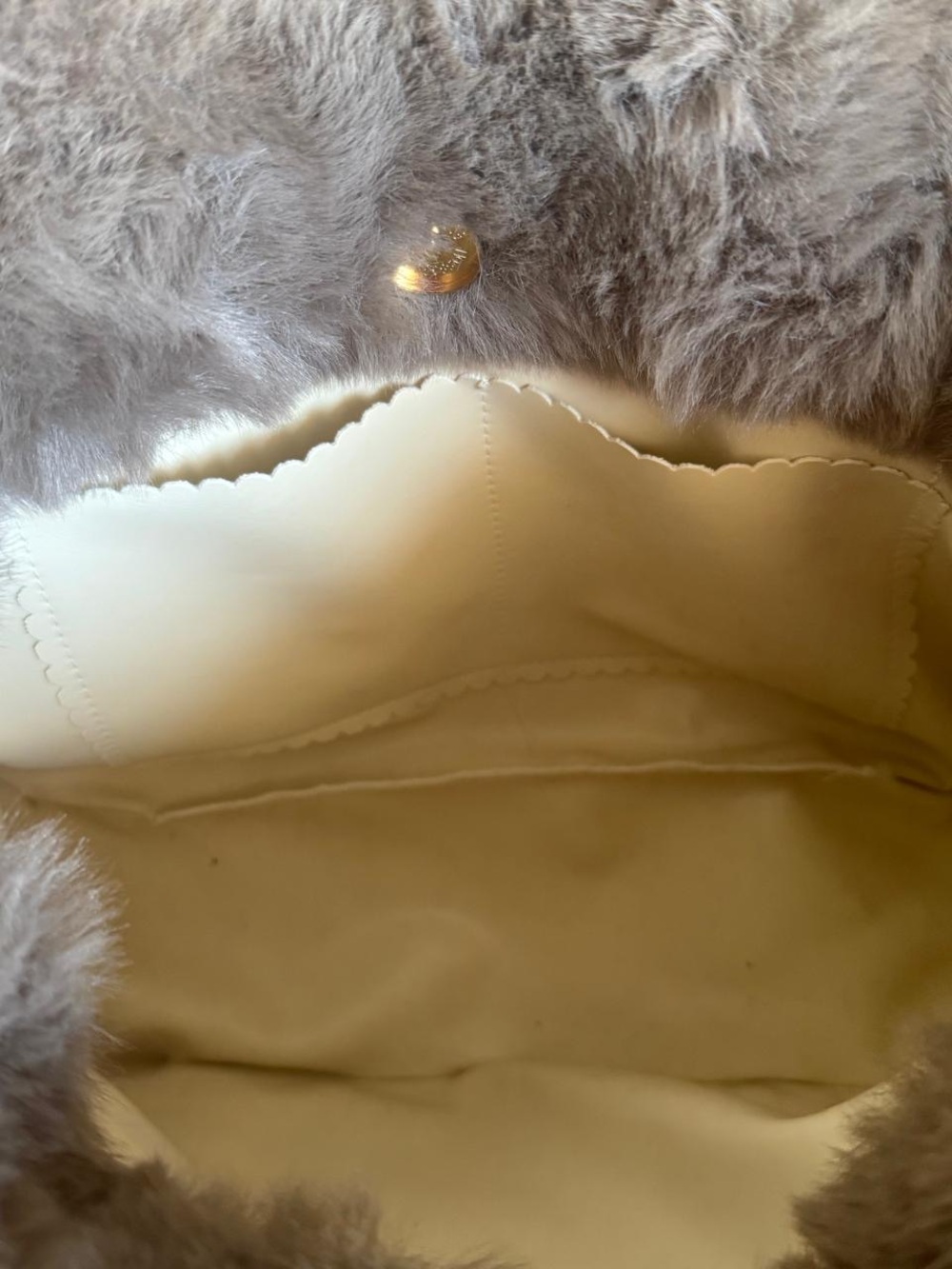 Plush Faux Fur The Tote Bag in Taupe - Picture 5 of 6
